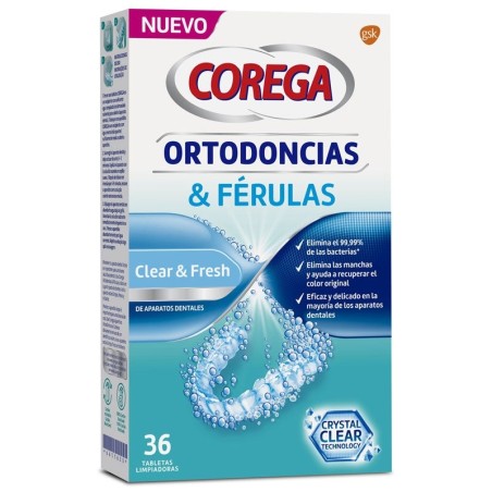 COREGA ORTODONCIAS & FERULAS 36 TABLETAS LIMPIADORAS